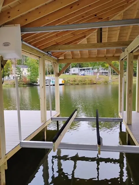 Boat lifts by Twin Lakes on Lake Gaston