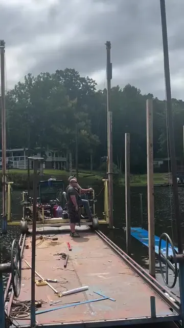 Boathouse with lifts, fall 2025, stage photo