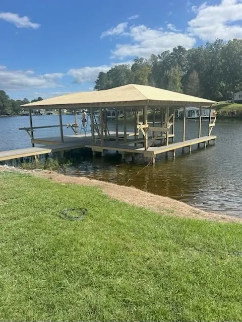 Boathouse with lifts, fall 2025, stage photo