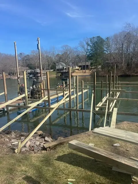 Pile driving: Twin Lakes work on Lake Gaston